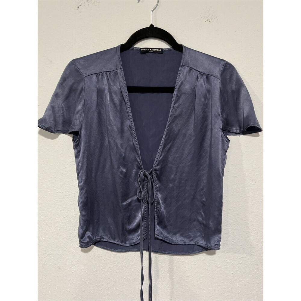 Brandy Melville Top Shrug Cardigan Womens OS Tie Front Wrap Crop Satin Cupro Y2K